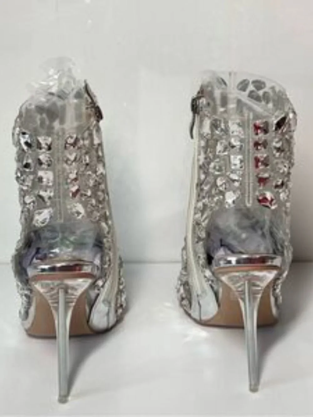 Cattleyas Silver Rhinestone Heel Booties